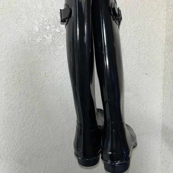 Hunter Original Tall Gloss Rain Boots Black Women’s - Picture 7 of 12
